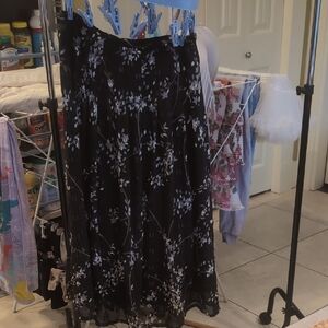 Floral Black Skirt